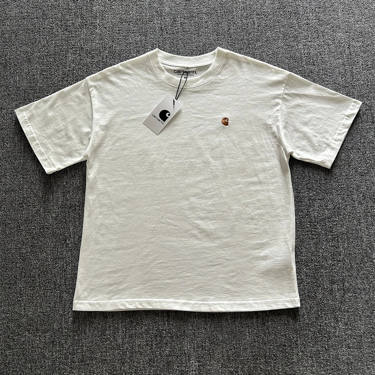Carhartt T-Shirts Washed crew-neck T-shirt with embroidered chest logo — 8828 white