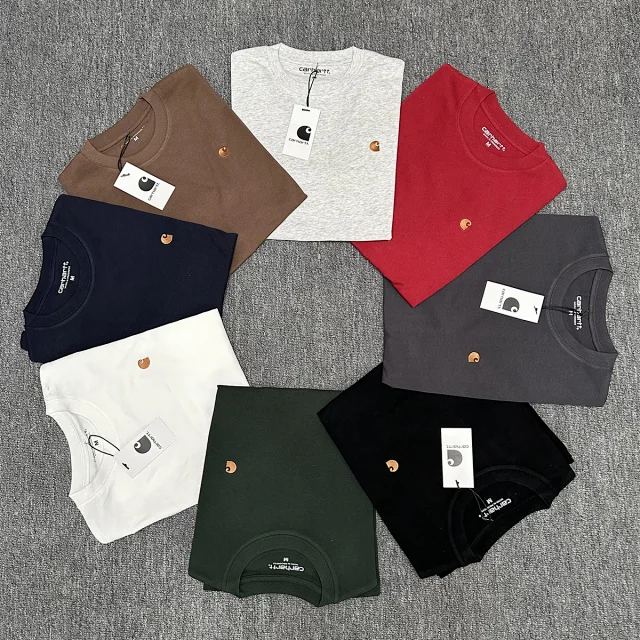 Carhartt T-Shirts Washed crew-neck T-shirt with embroidered chest logo product detail image 3