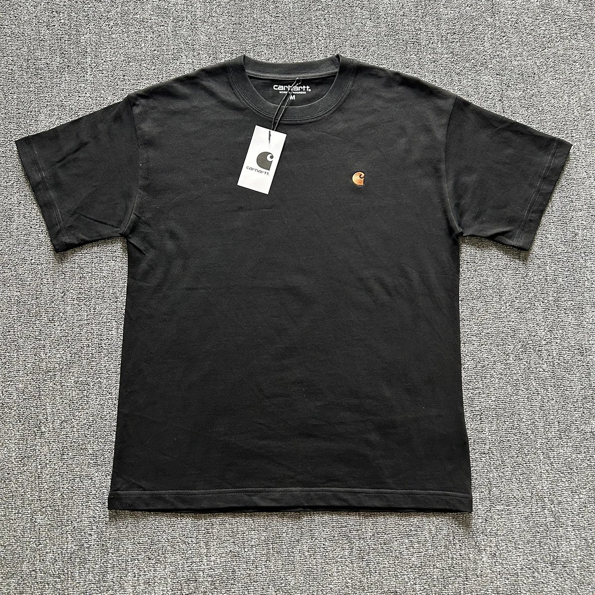 Carhartt T-Shirts Washed crew-neck T-shirt with embroidered chest logo — 8828 black