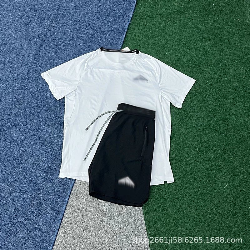 Nike Matching Sets Trail short-sleeve T-shirt and zip-pocket shorts set — 890 white 2019 black