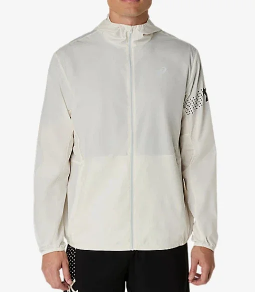 ASICS Jackets Hooded full-zip windbreaker jacket with contrast zipper and dotted sleeve graphic product detail image 4