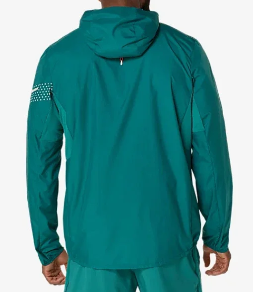 ASICS Jackets Hooded full-zip windbreaker jacket with contrast zipper and dotted sleeve graphic product detail image 8