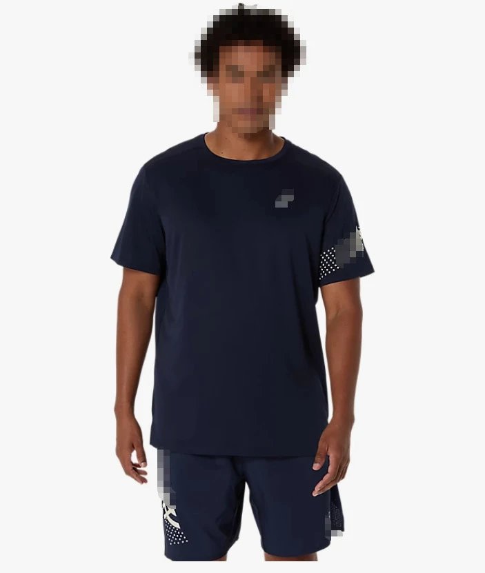 ASICS Matching Sets Short-Sleeve Performance T-Shirt and Shorts Set — Navy blue short-sleeved shirt