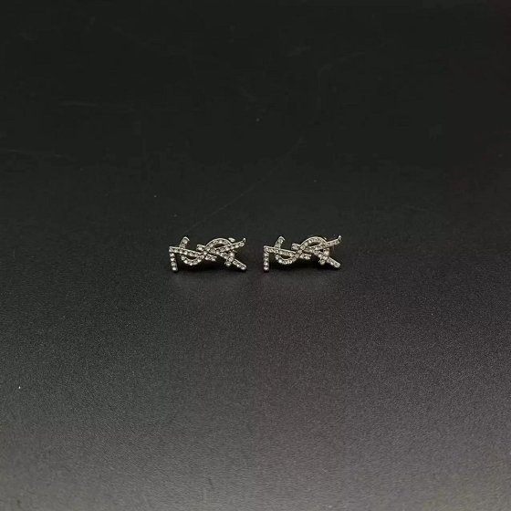 Diamond studded earrings with letter logo style