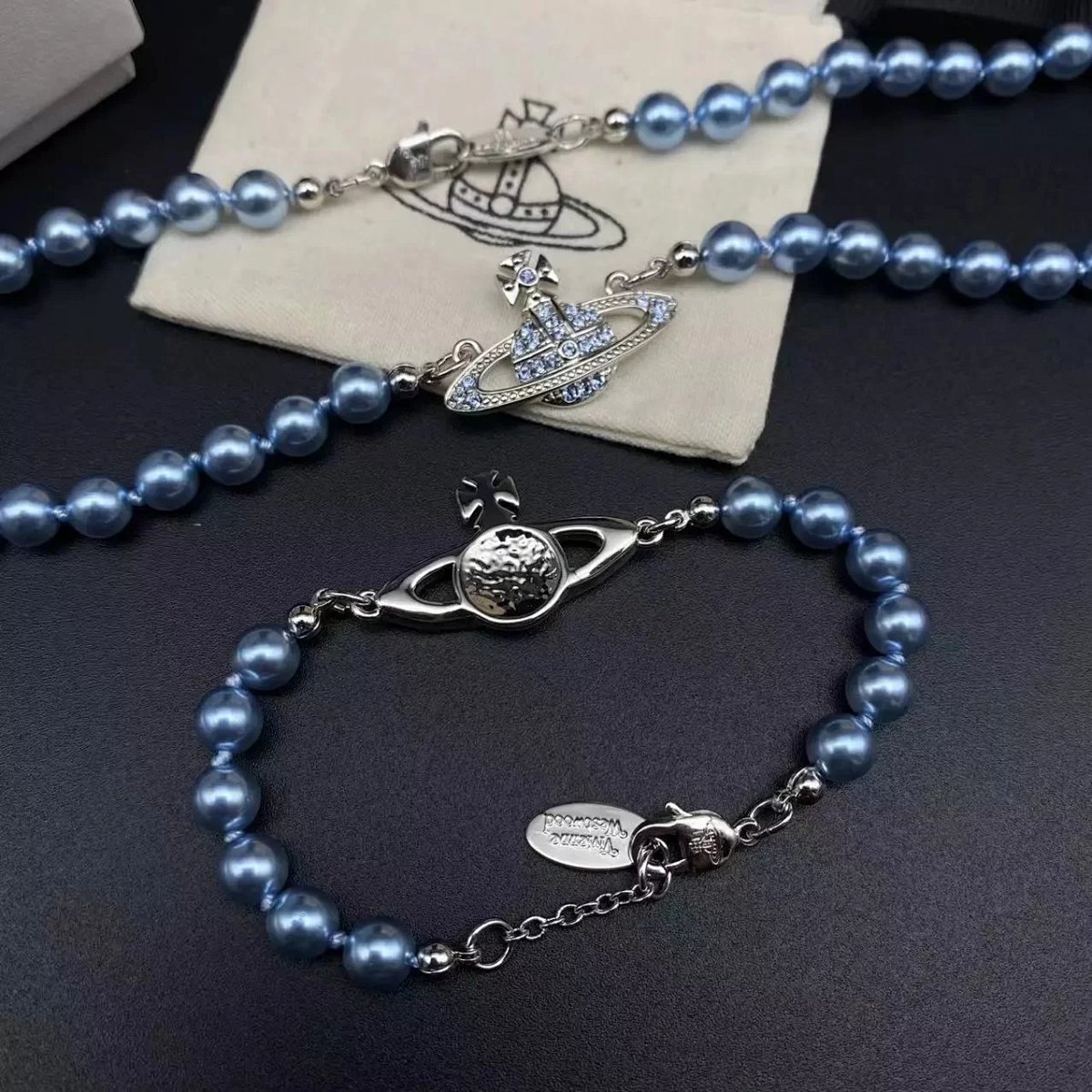 Vivienne Westwood Orb Pearl Necklace and Bracelet Set Blue Jewelry Necklaces product detail 7 in Litbuy spreadsheet finds