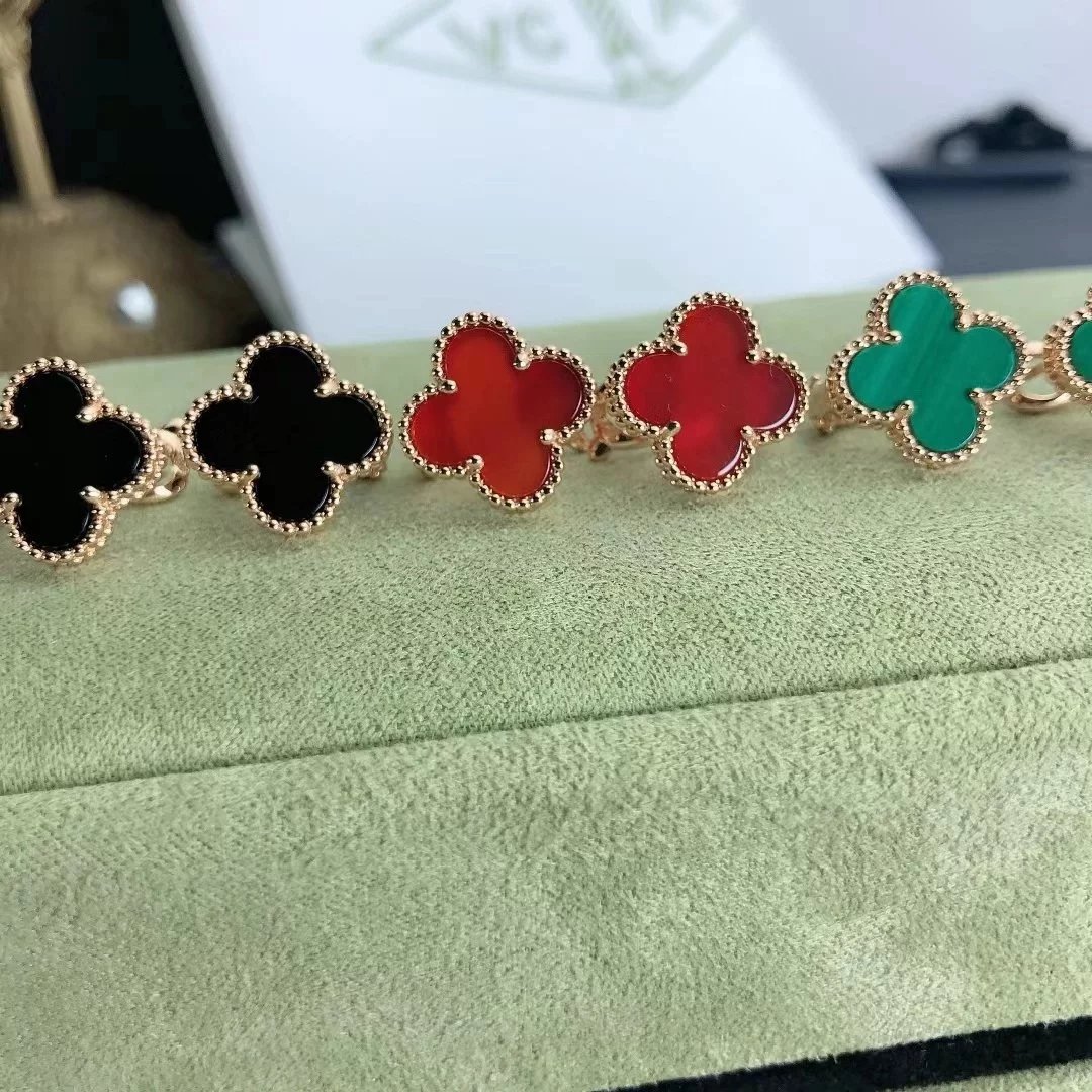 Van Cleef & Arpels Style Clover Earrings in Multiple Colors (Red, Green, White Mother-of-Pearl)