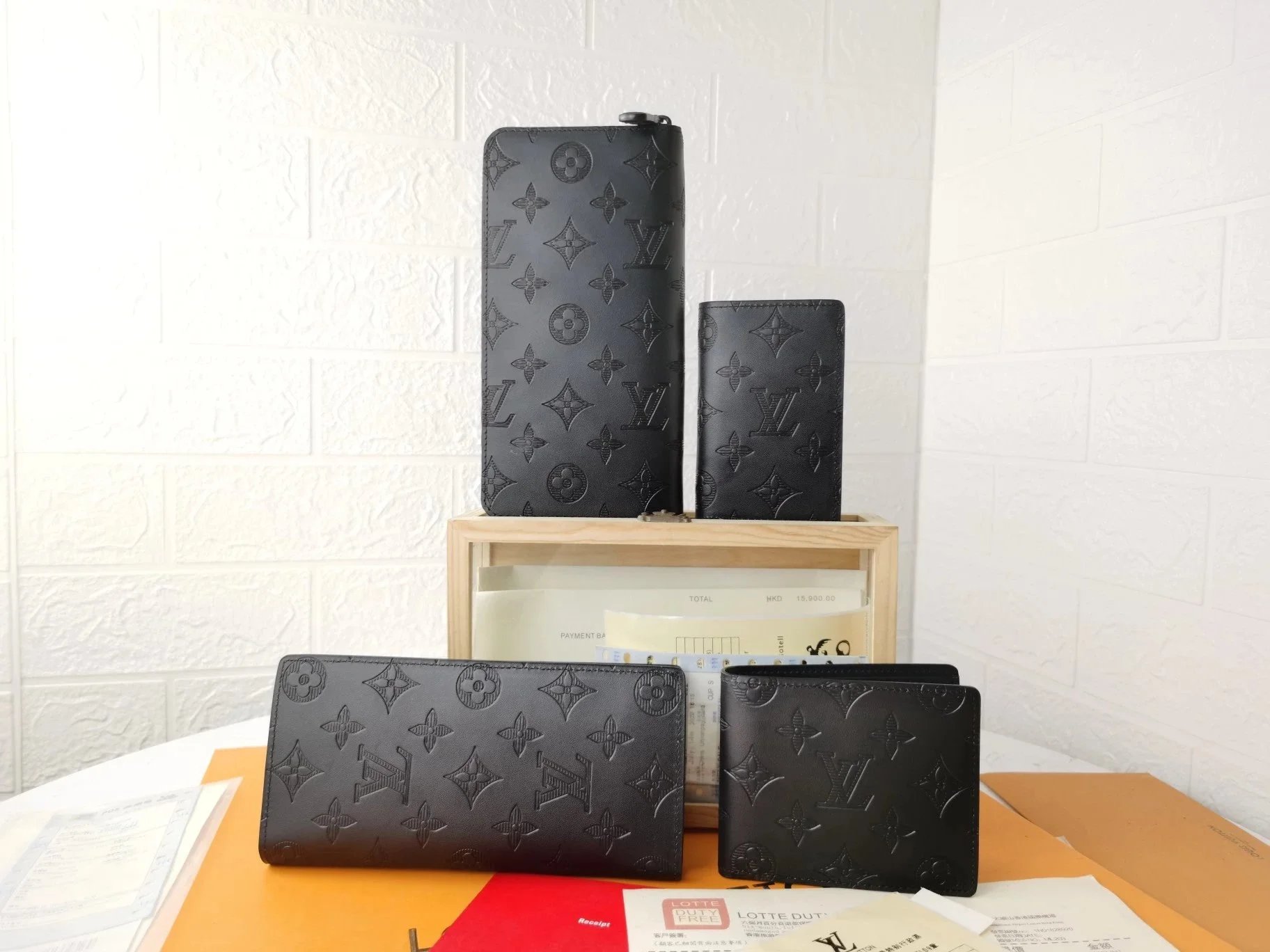 Louis Vuitton Embossed Leather Wallet Set
