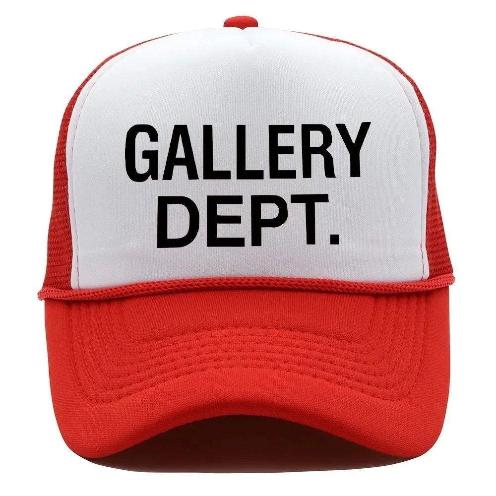 Black Text Six-Line String Cap - Red White