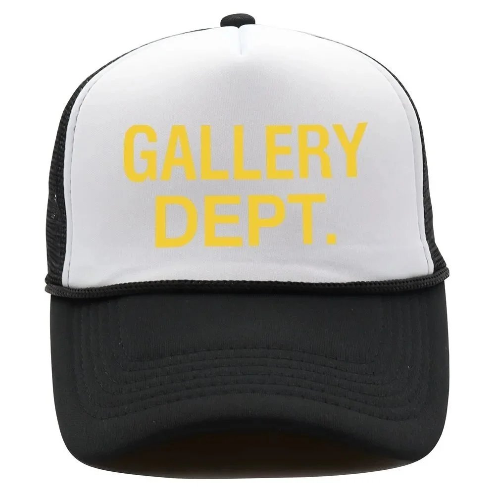 Gold Text Six-Line String Cap - Black White
