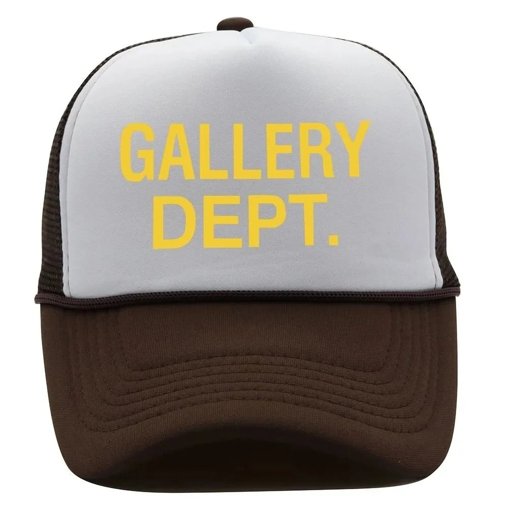 Gold Text Six-Line String Cap - Coffee White