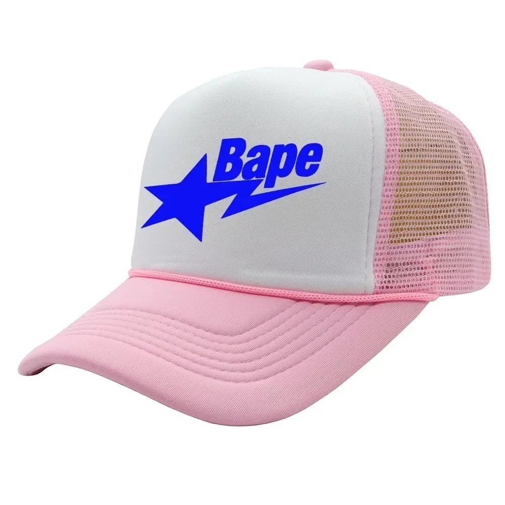 Blue Star Six-Line String Cap - Pink White