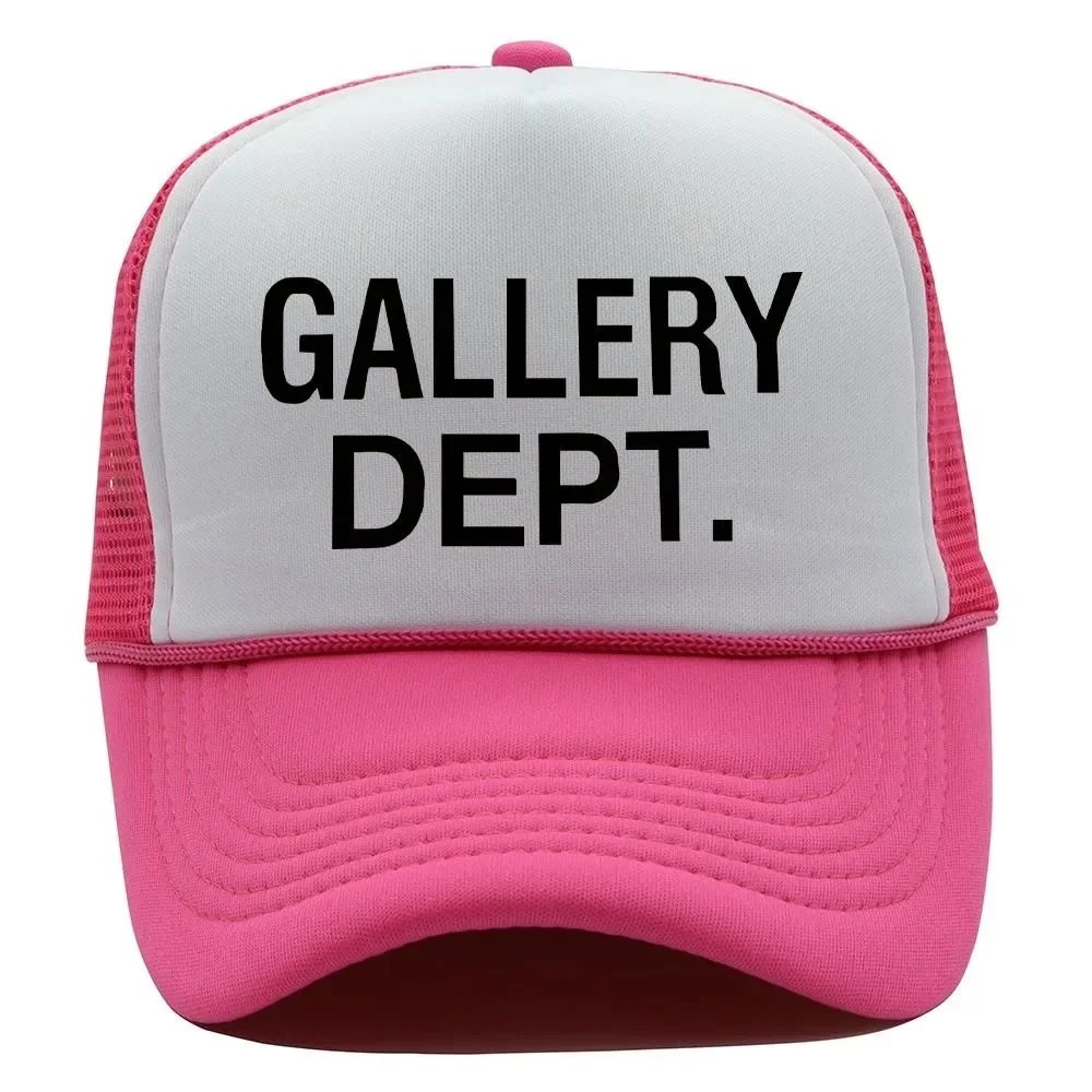 Black Text Six-Line String Cap - Rose Red White