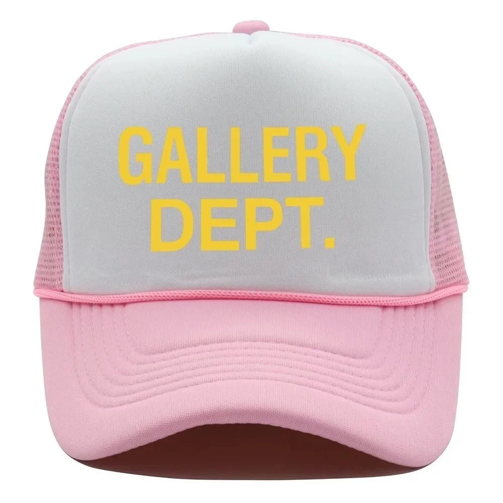 Gold Text Six-Line String Cap - Pink White