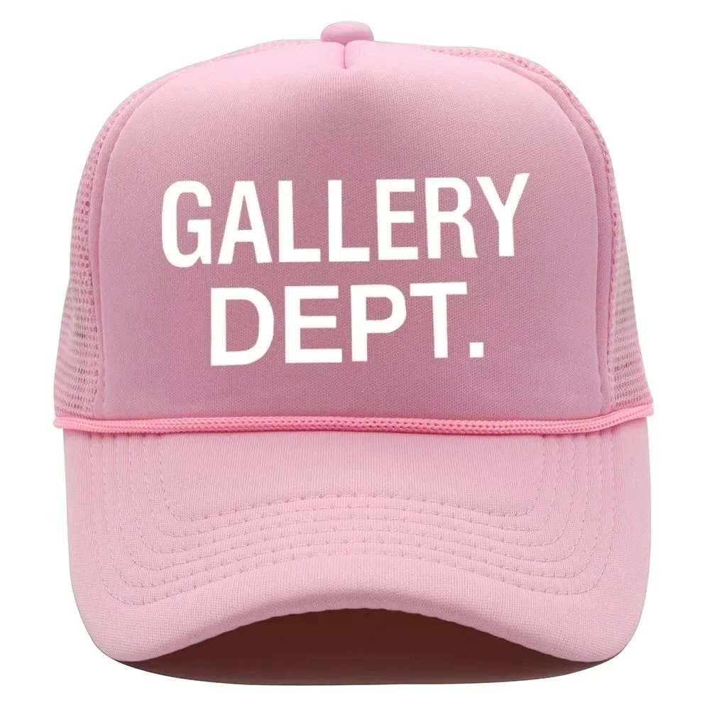 White Text Six-Line String Cap - All Pink