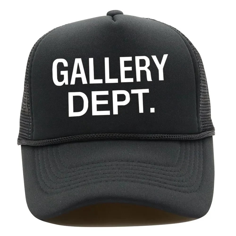 White Text Six-Line String Cap - All Black