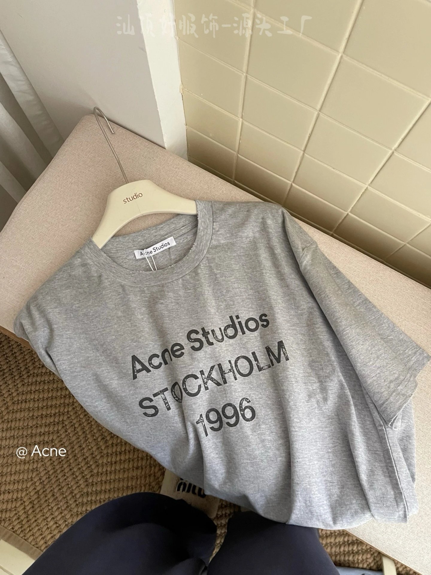 Acne Studios Stockholm 1996 Print T-Shirt Light Gray - 9