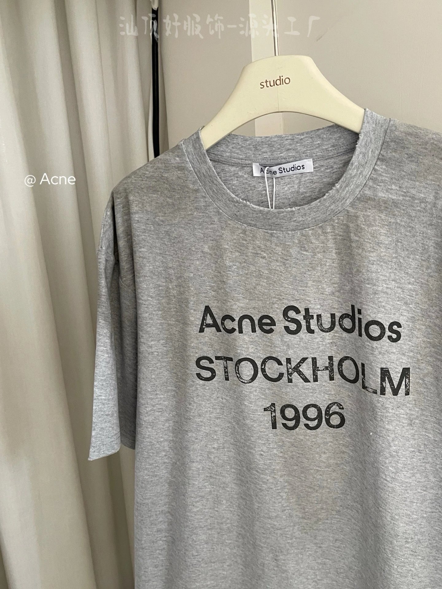 Acne Studios Stockholm 1996 Print T-Shirt Light Gray - 6