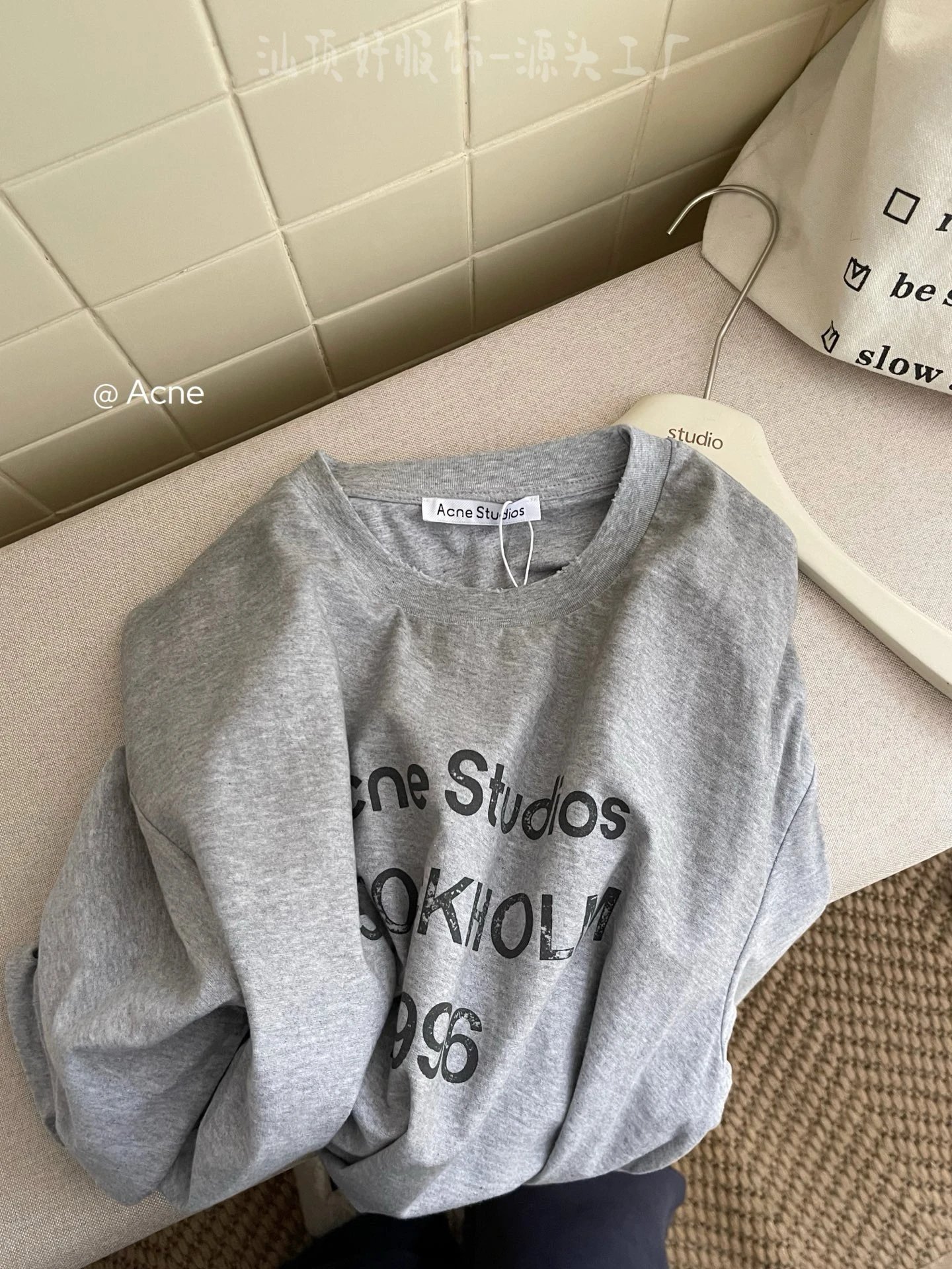 Acne Studios Stockholm 1996 Print T-Shirt Light Gray - 4