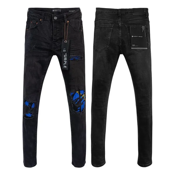 Purple Brand Logo-Print Light Wash Jeans - 13