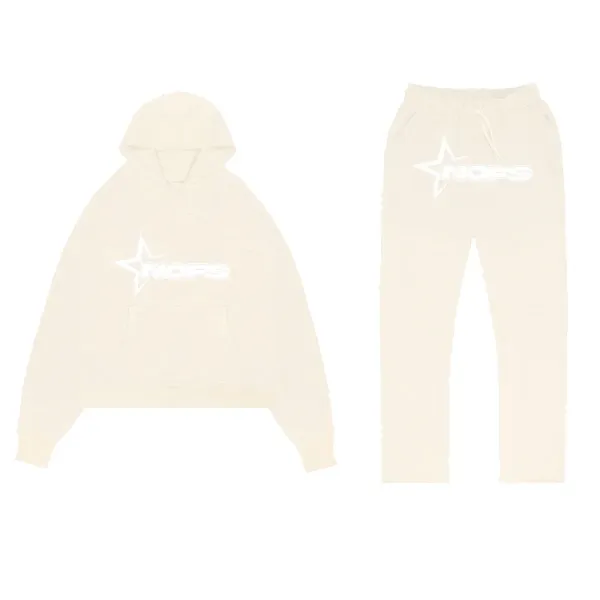 NOFS Star Logo Cream Hoodie and Sweatpants Set - 1