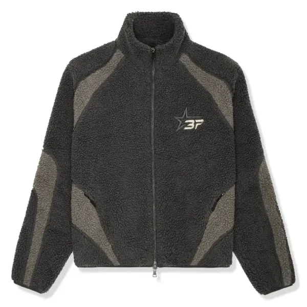 Design 3F Sherpa Fleece Jacket Black / Gray Outerwear.jacket - 1
