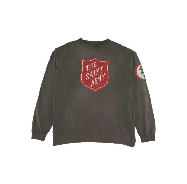 The Salvation Army x Streetwear Collaboration Distressed Olive Long-Sleeve T-Shirt - 67