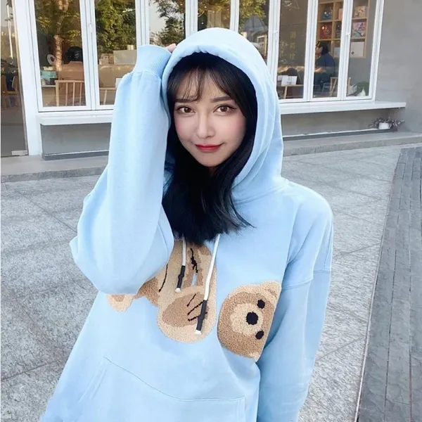 Angels Bear Embroidered Orange Hoodie - 14