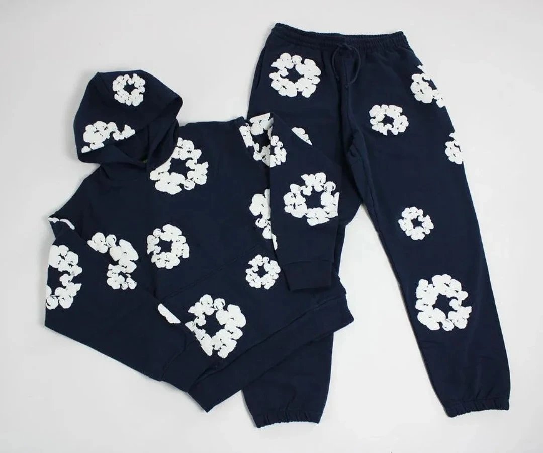 Design Floral Print Purple Sweatpants - 12