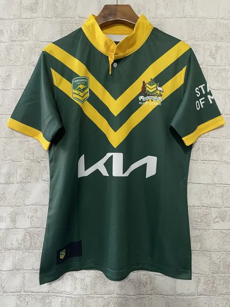 Australia Kangaroos Rugby League Jersey Green Yellow - 1