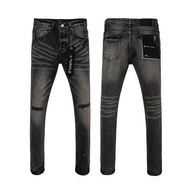 Purple Brand Logo-Print Light Wash Jeans - 15
