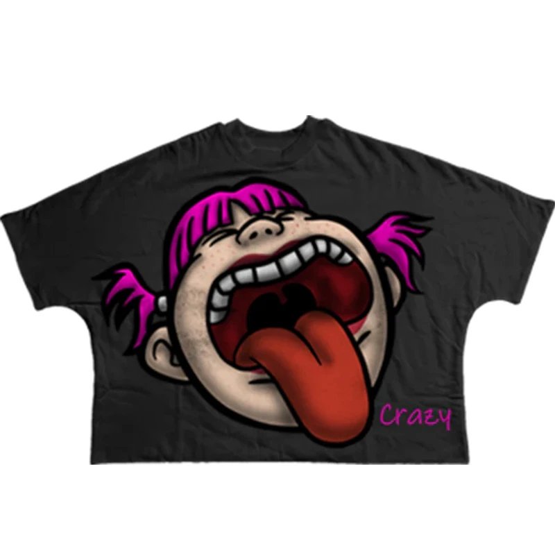 Design Graphic Face Print White T-Shirt Tops.t Shirts - 15