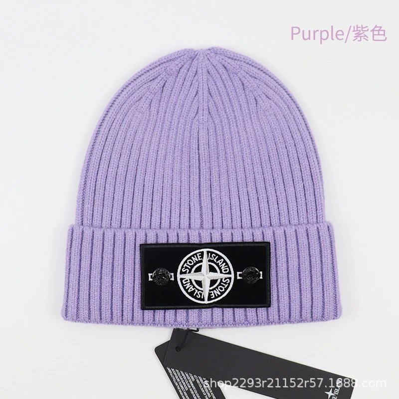 Stone Island Compass Logo Beanie Purple