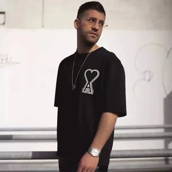 Ami Paris Heart Logo Navy T-Shirt - 20