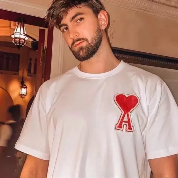 Ami Paris Heart Logo Navy T-Shirt - 23