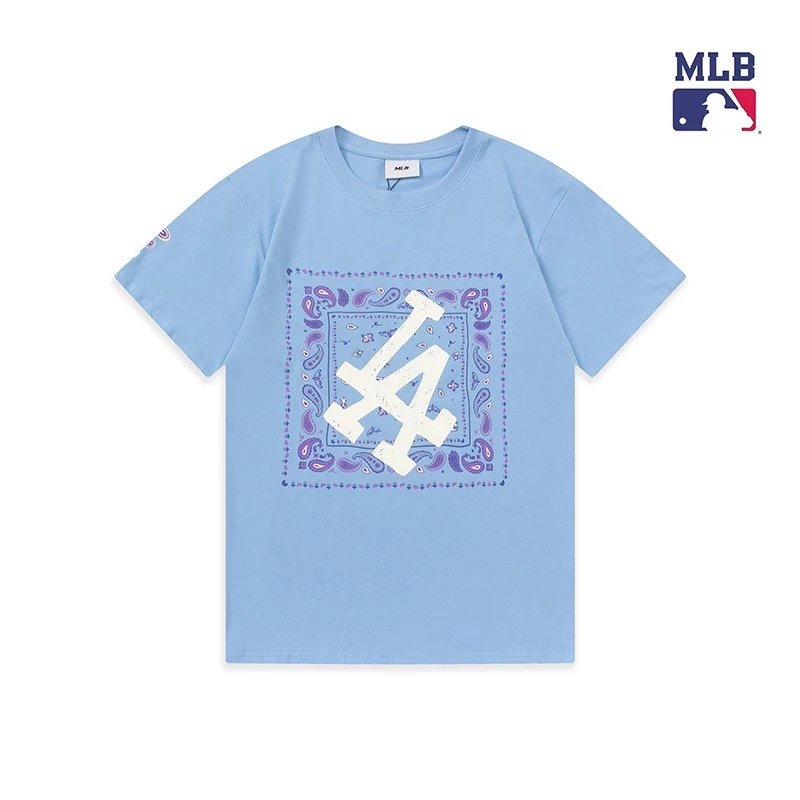MLB Los Angeles Dodgers Bandana Print T-Shirt Light Blue