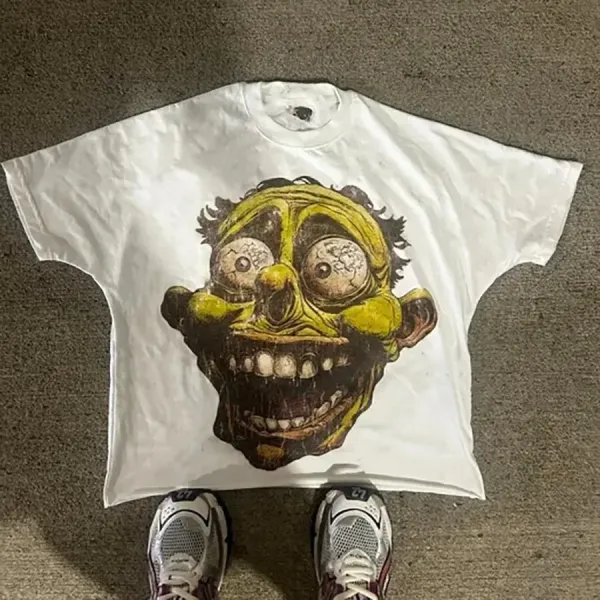 Design Custom Graphic Skull Face White T-Shirt Tops.t Shirts - 1