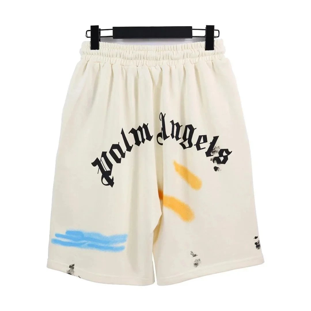Palm Angels Sweat Shorts Spray Graffiti Cream