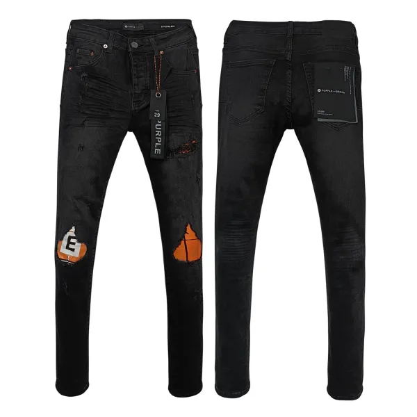 Purple Brand Logo-Print Light Wash Jeans - 14