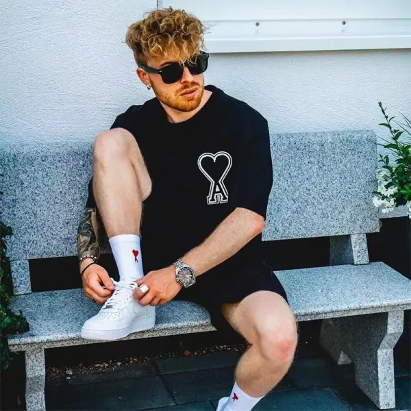 Ami Paris Heart Logo Navy T-Shirt - 21