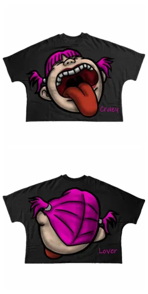 Design Crazy Lover Graphic T-Shirt Black - 1