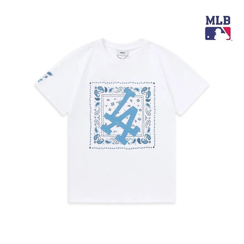 MLB Los Angeles Dodgers Bandana Print White T-Shirt
