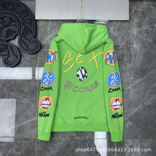 Chrome Hearts x SEX Records Green Graphic Hoodie - 1