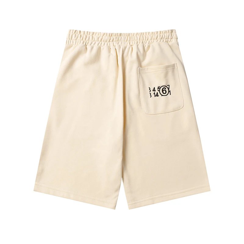 Design Minimalist Beige Drawstring Shorts - 34