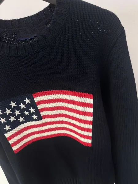 Ralph Lauren Polo USA Flag Knit Sweater Navy - 10
