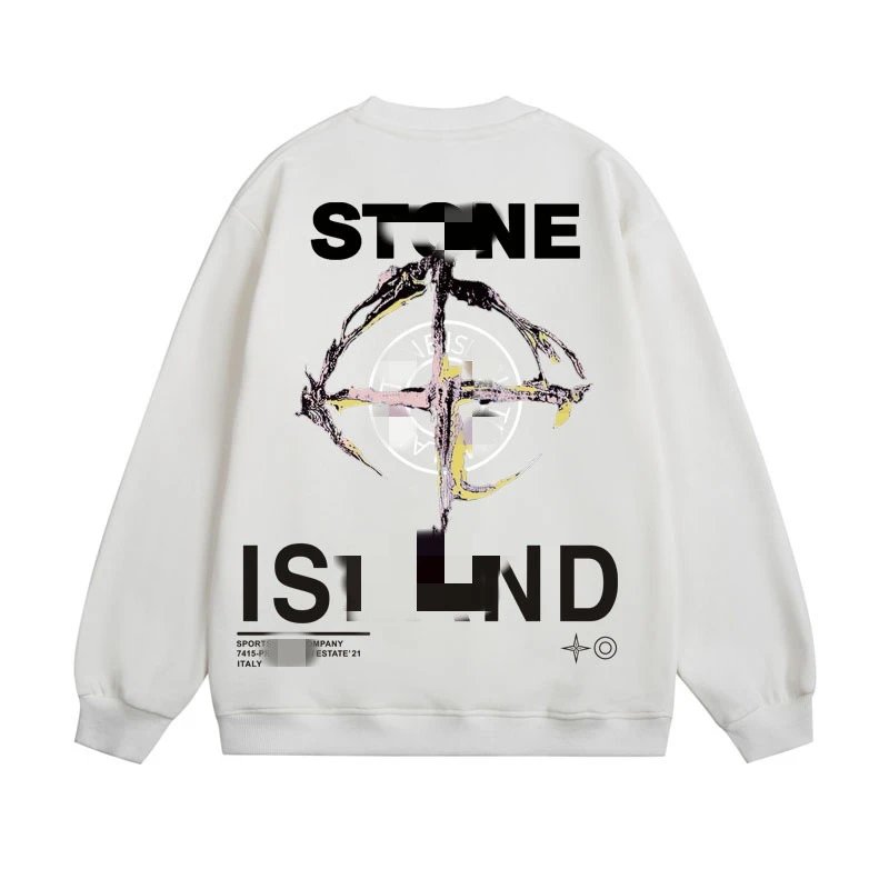 Stone Island Embroidered Logo Beige Navy Burgundy Tan White Gray Black Charcoal Crewneck Sweatshirt