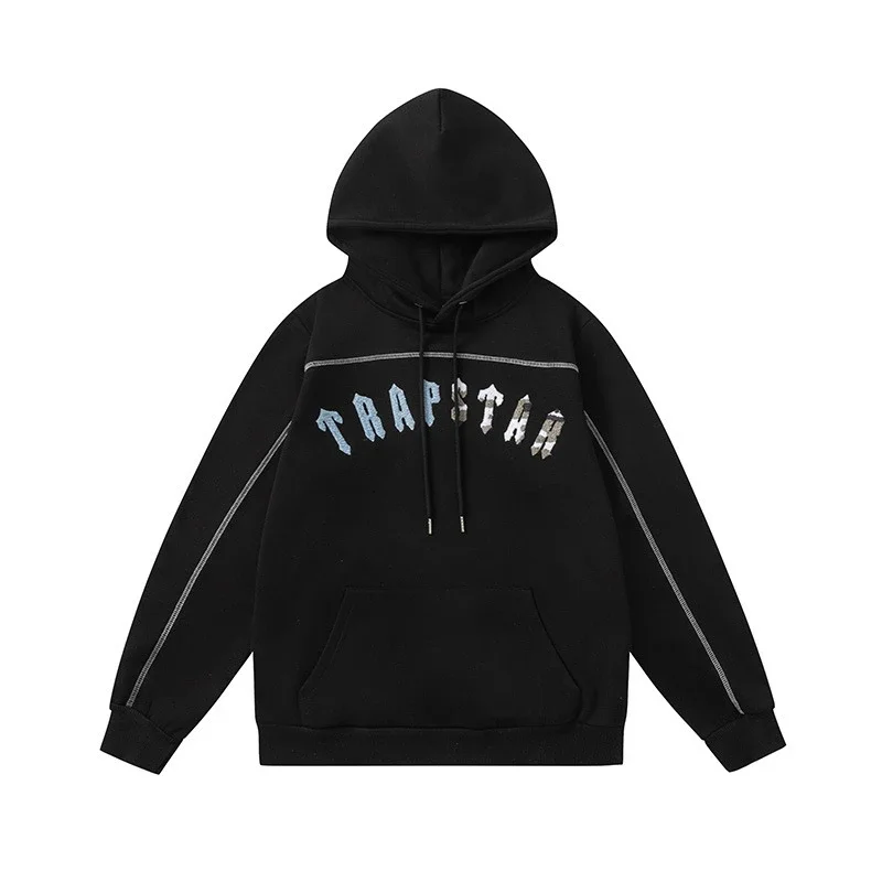 Gradient letter tiger head embroidery hooded sweatshirt + long pants sports suit