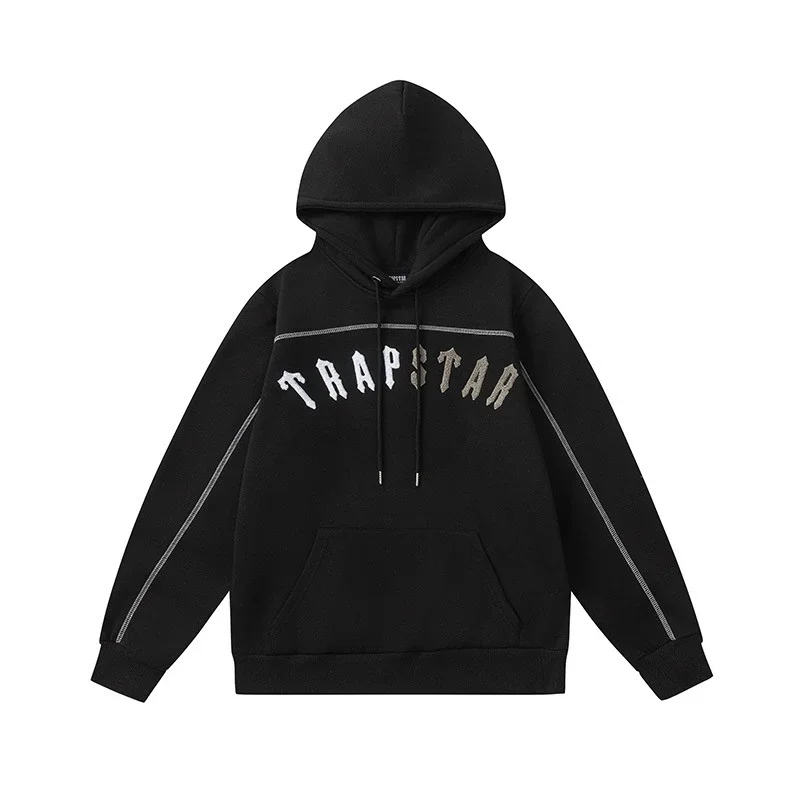 Gradient letter tiger head embroidery hooded sweatshirt + long pants sports suit