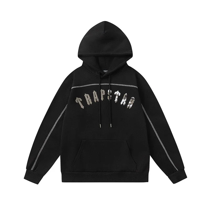 Gradient letter tiger head embroidery hooded sweatshirt + long pants sports suit