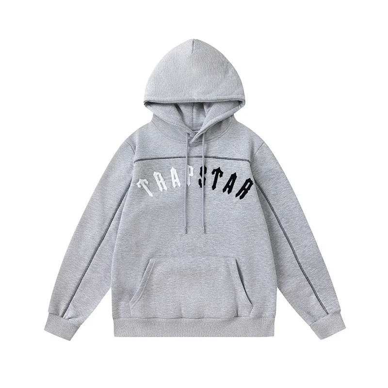 Gradient letter tiger head embroidery hooded sweatshirt + long pants sports suit