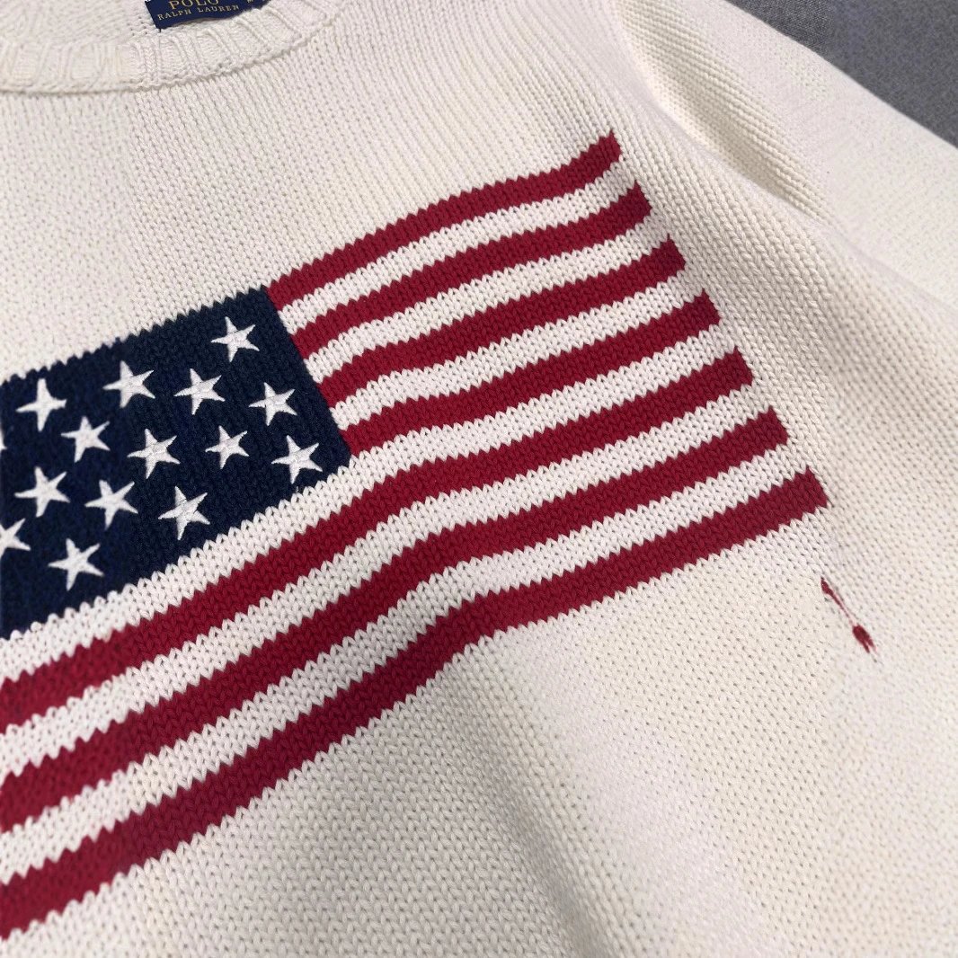 Polo Ralph Lauren American Flag Knit Sweater in White product photo 2